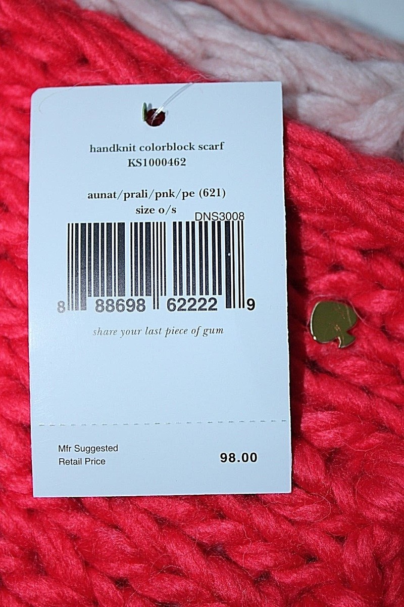 NWT Authentic KATE SPADE Chunky Handknit Colorblock Scarf in