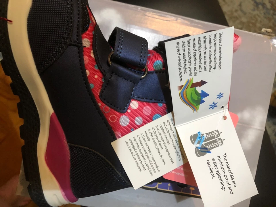 Tom.M Kids Toddler Girls Winter Snow Boots Blue Red Pink Waterproof Size 9-10 - Image 2 of 4