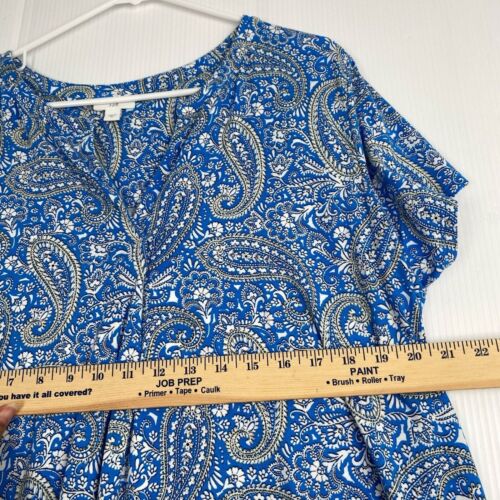 J Jill Love Women's Dress, Size XL, Blue, Floral Print, V-Neck, Coastal,Casual - Picture 4 of 11