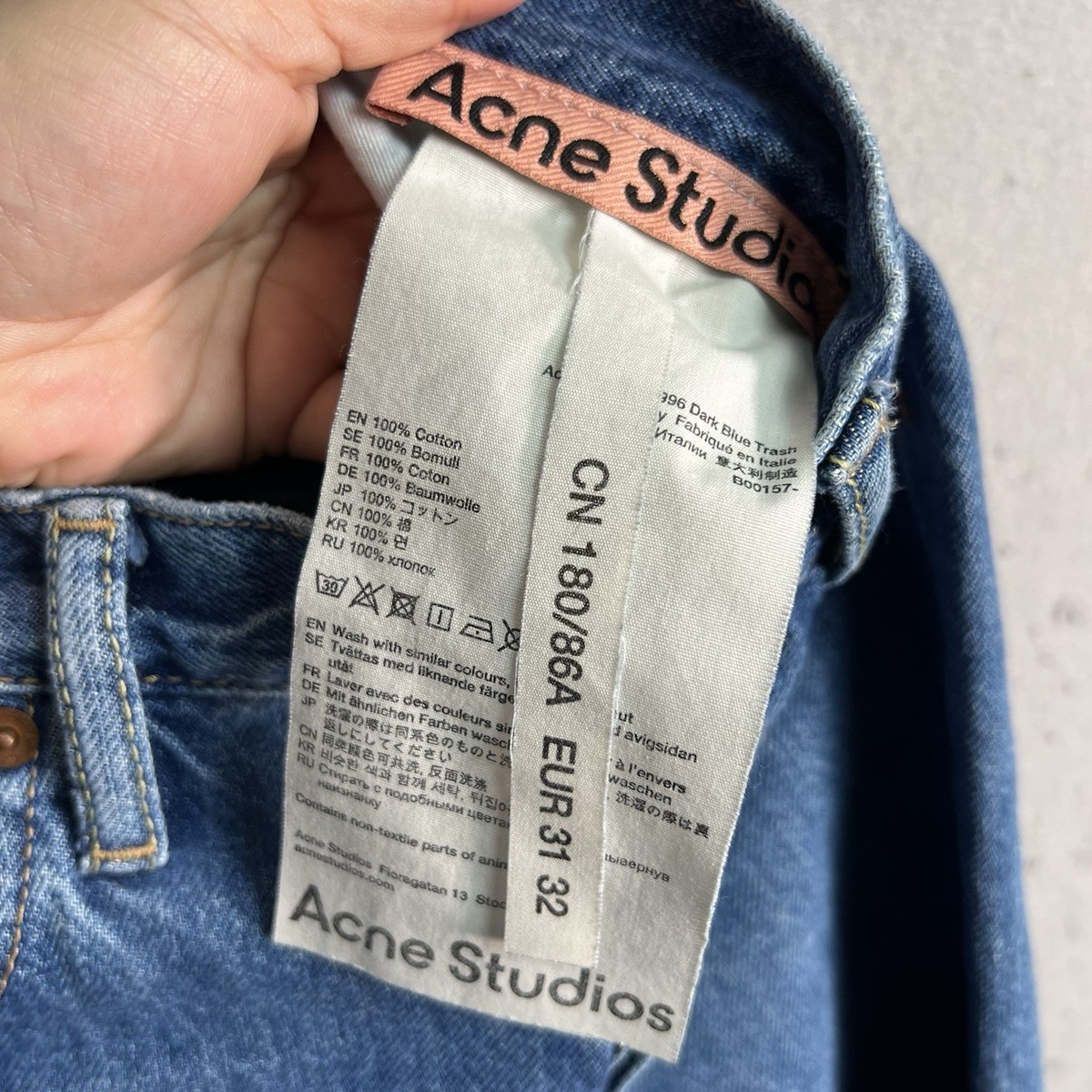 Acne Studios 1996 Dark Blue Trash Jeans Adult Size 30 x 24
