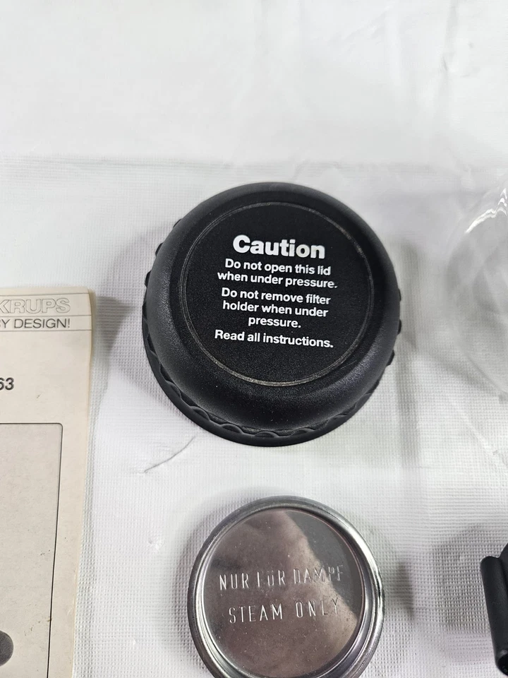 Krups Espresso Mini 963 Piezas de repuesto OEM Portafiltro Taza de vidrio Negro Manual Foto 3 de 4