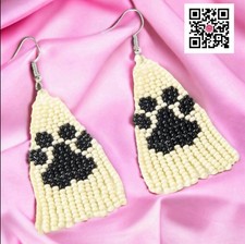 Paw Print Beaded Fashion Earrings Handmade Dog Puppy Kitty