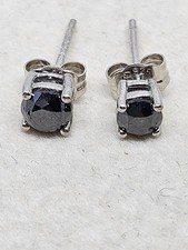 0.50cts Black Diamond Stud Earrings Silver (0.71g) Certified