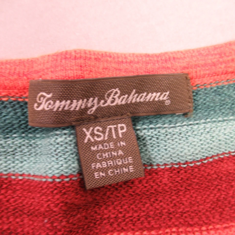 Camisa feminina Tommy Bahama XS manga curta leve gola redonda listras - Imagem 3 de 4