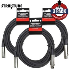 3-PACK Strukture PRO20M7 20FT XLR 7mm PVC High Quality Microphone Cable