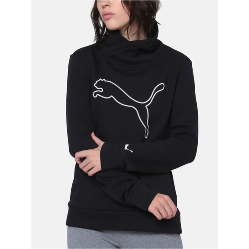 Puma Black Cowl Neck Sweatshirt with White Logo Women’s Size Large
