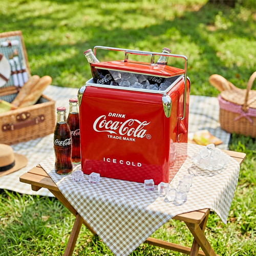 Coca-Cola 13L Retro Metal Cooler Red Ice Chest - Unique Gifts for Men & Collecto