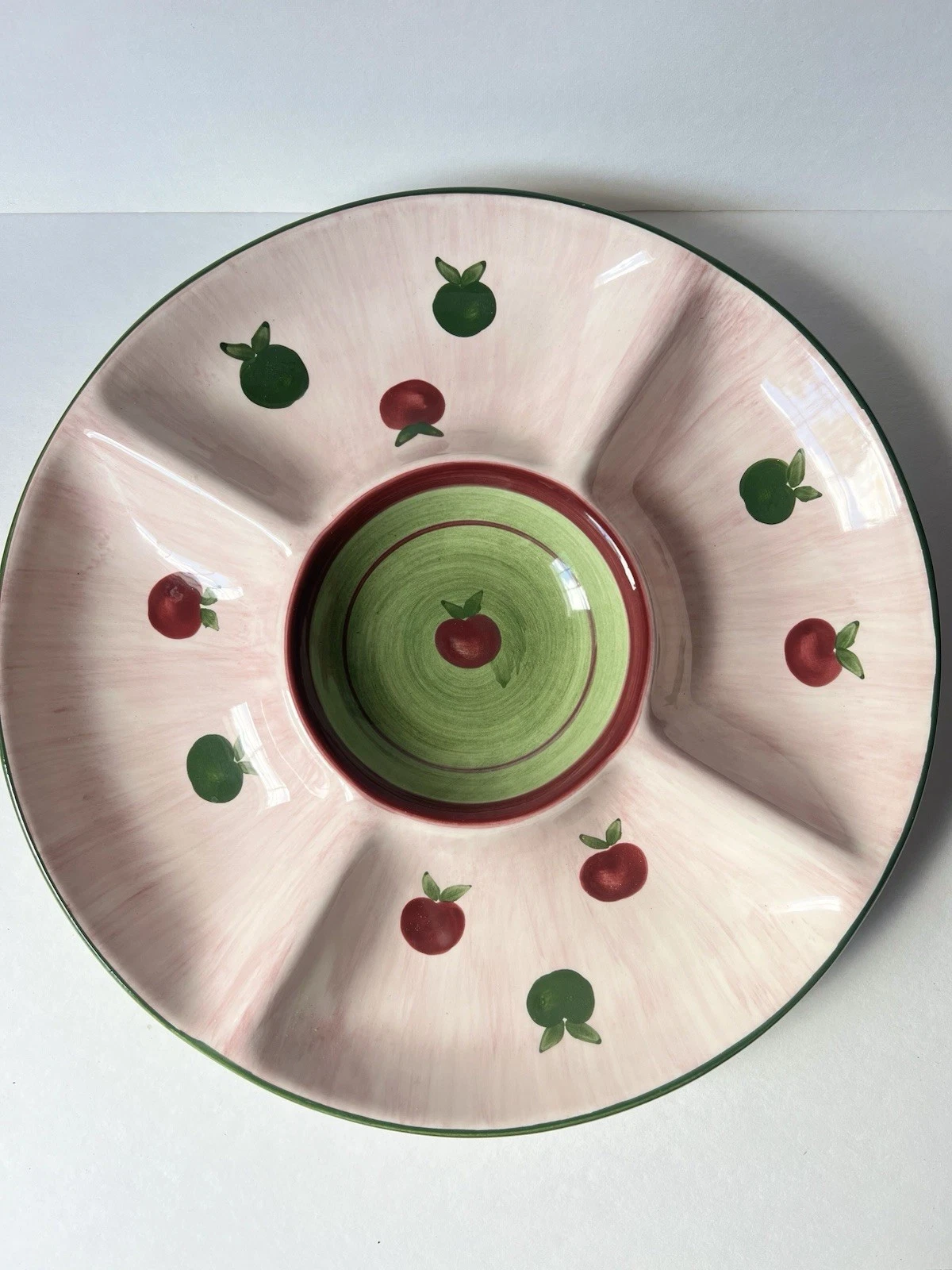 Franciscan Apple Pie Hand Painted Earthenware Chip/Dip Tray Plate Platter 13”
