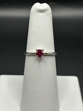 Lab-Grown Ruby Ring 4mm Round  Sterling Silver .925  Size 6 Solitaire