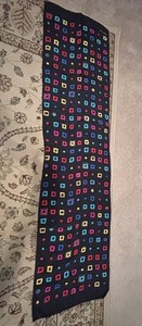 Echo Silk Black Scarf With Colorful Squares