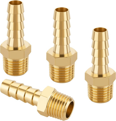 KOOTANS 4Pcs Brass Hose Barb Fittings 5/16'' Hose Barb to 1/4 NPT Male Thread Air