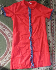 Vintage Caper Coat Women  s Snap Front House Dress Housecoat Size Large - Red