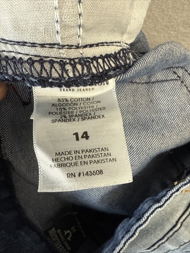 True Religion Geno Relaxed Slim Jeans Boys 14 Red Stitching Light Blue Faded - Picture 12 of 13