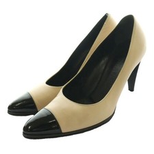 Chanel Bicolor Pumps Beige Black Women's Size EU36.5/US6.5