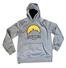 Burton Hoodie Mens Medium Gray Pullover Since 1977 Mountain Fleece Sweatshirt M
