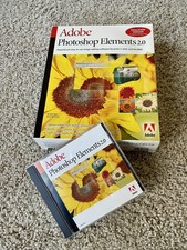 ADOBE PHOTOSHOP ELEMENTS 2.0 Original Box, Manual, CD with Serial Numbers