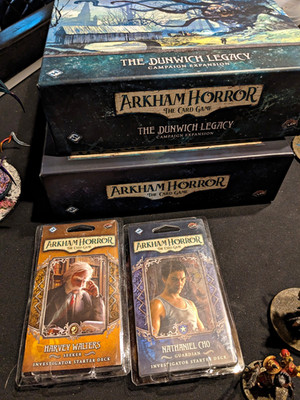 Fantasy Flight Games Arkham Horror LCG Dunwich Legacy + Harvey/Nathaniel Decks