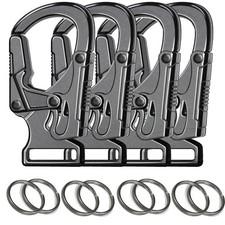 Carabiner Clip,1.9'' Alloy Car Keychain Clip with 2 Key Ring,Outdoor Hooks,Sm...