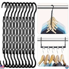 HOUSE DAY 20-Pack Space-Saving Sturdy Black Magic Hangers for Heavy Clothes