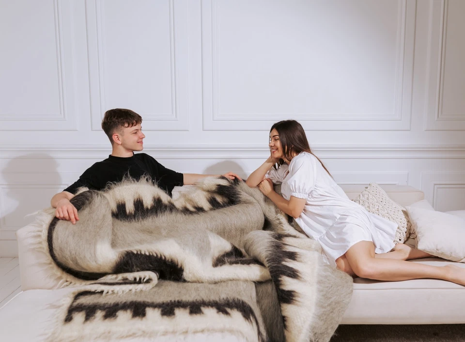 Handwoven 100% Wool Blanket from Ukraine | Natural Rustic Throw Rug Bedspread - Image 2 of 4