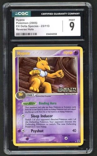 Pokemon Card - CGC 9 Hypno 23/113 - Ex Delta Species Reverse Holo - MINT