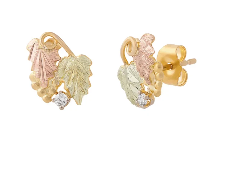 Landstrom's Black Hills 黄金钻石口音葡萄藤耳环 10K 金色 — 第 2/2 张图片