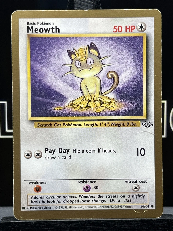 Pokémon TCG Meowth Gold Border 56/64 Jungle 1999 Promo - MP - Image 3 of 4