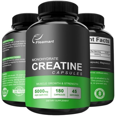 Micronized Creatine Monohydrate Capsules, Keto Friendly, 5000mg, 180 Capsules...