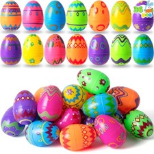 Printed Easter Eggs 36 Pcs 3.15", Plastic Fillable Empty Easter Eggs Bulk for Ea