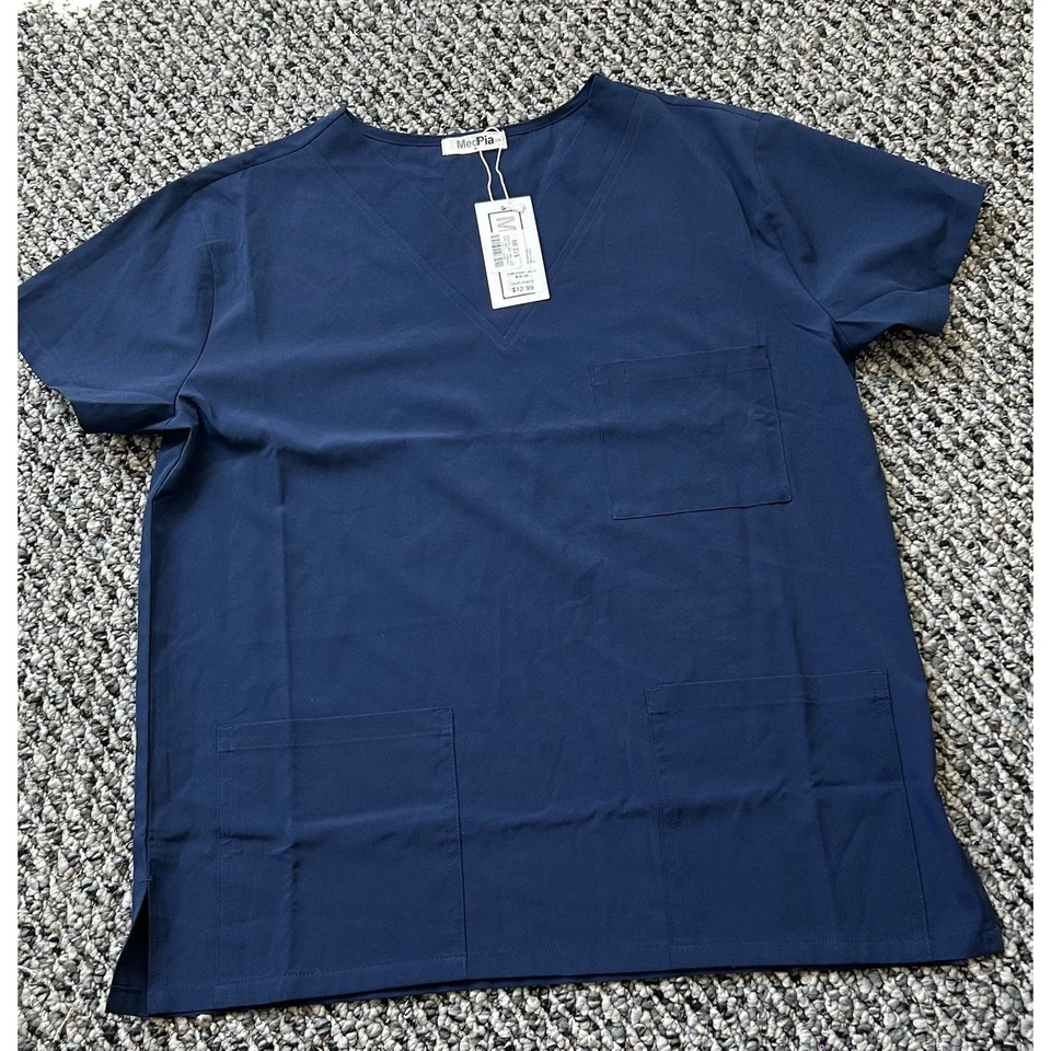 Medpia Scrub Top Med Lot of 3 NWT Navy Purple Beige Stretch Pockets CNA Nurse - Image 2 of 4