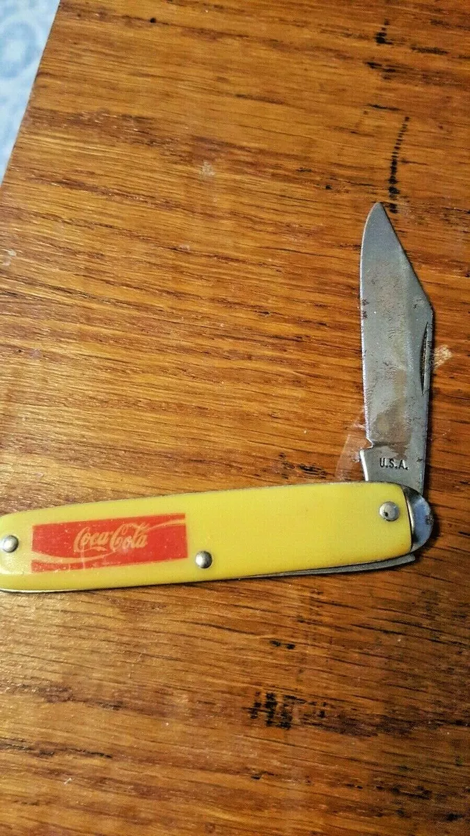 Vintage Yellow Coca Cola Pocket Knife Made in the USA | eBay