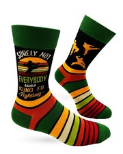 Fabdaz Surely Not Everybody Was Kung Fu Fighting Funny Men's Novelty Crew Socks