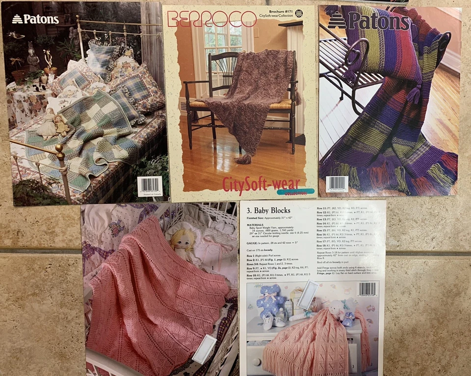 5 New Knitting Pamphlets Patons Berroco Leisure Arts Afghans Home Decor Layette - Image 3 of 4