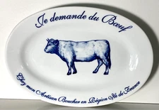 Williams Sonoma WSO42 Je demande du Boeuf Oval Platter Steak Plate 12 3/8"