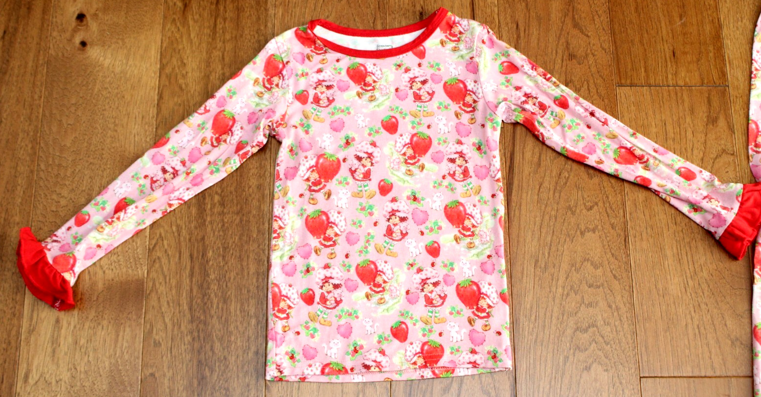 Sweet Peas STRAWBERRY SHORTCAKE PAJAMAS Girls 3 3T Ruffles Bamboo PJs Retro 80s