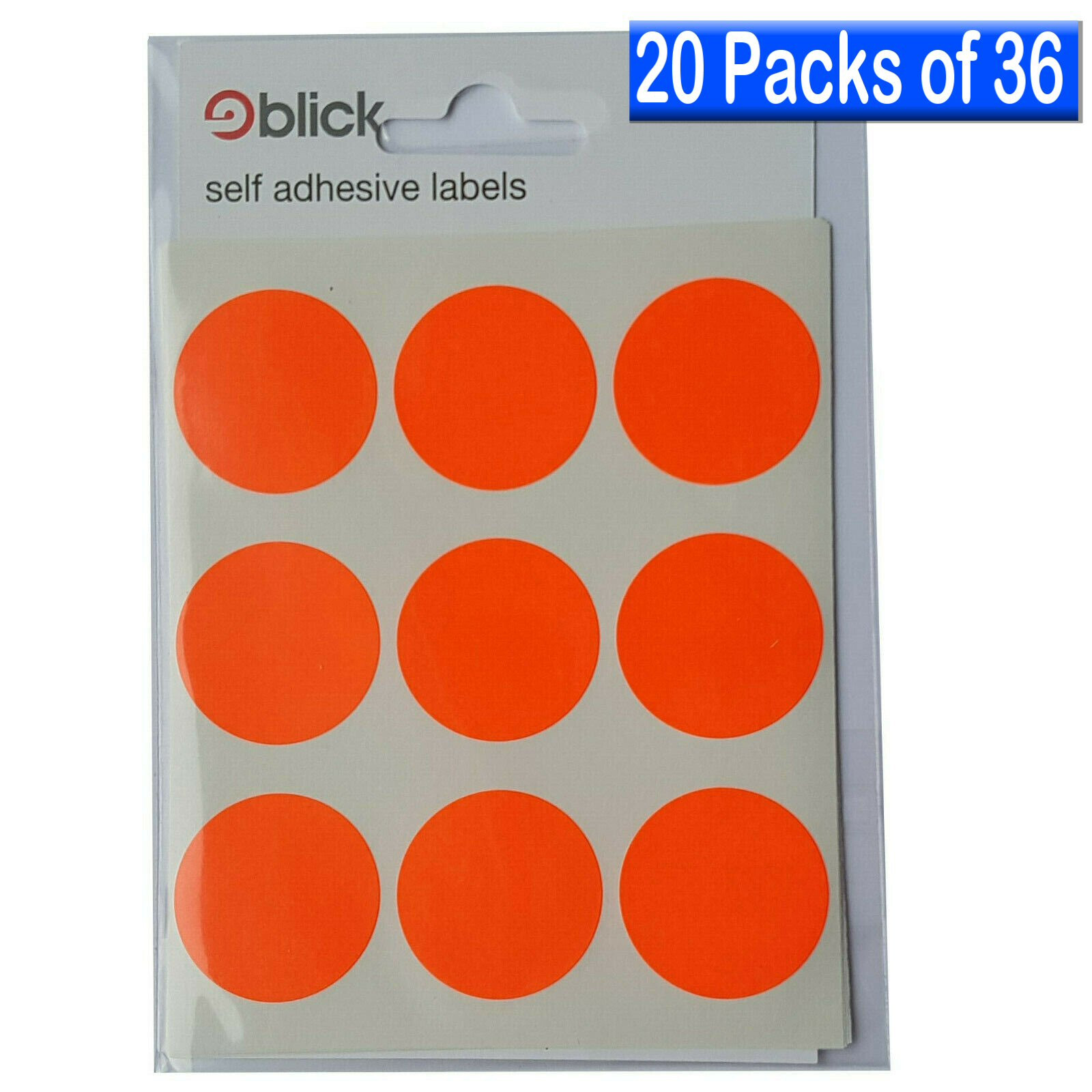 Red Fluorescent Price Labels Blick 29mm 1.25"" Round P01046 720 - 20 Packs of 36