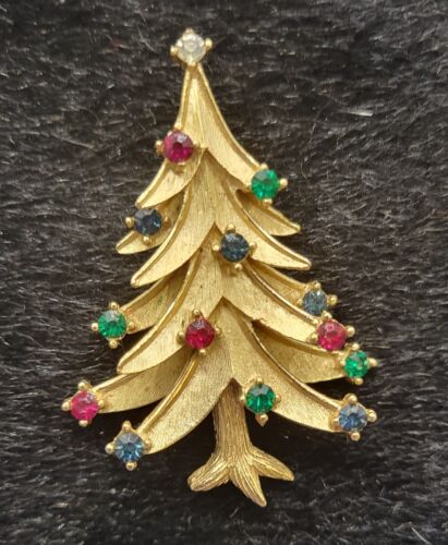 Vintage TRIFARI Christmas Tree w Multi Rhinestone… - image 1