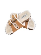 Steve Madden Girls JNEWLY Cognac Brown Fur Slide Sandals Size 2 Youth