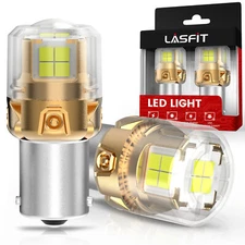 LASFIT 1156 1159 1259 BA15S LED Backup Reverse Turn Light Bulbs White L2 Series