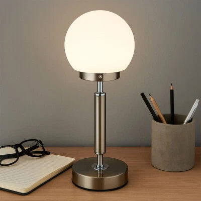 Tischleuchte Tischlampe Touchdimmer Akku Beistelllampe Glas opal LED H 28,5cm - Bild 1 von 4