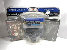 PS2 Joy-Tech Wireless NEO X Controller 2 Games Value Pack Airborne Troops Casino