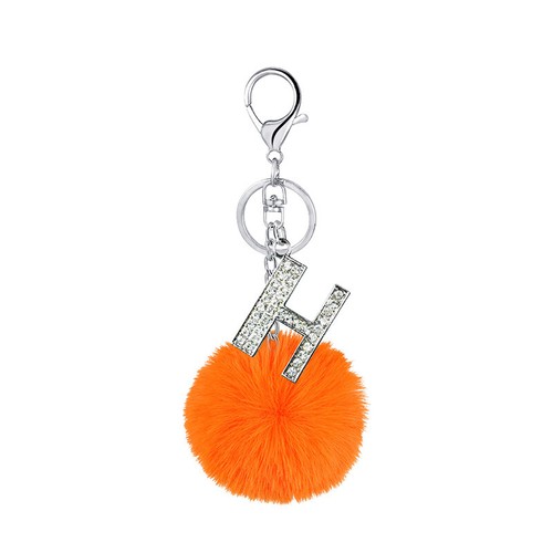 Fluffy Fur Ball A-Z Letters Keyring Keychain Pompon Handbag Pendants Key Rings - Picture 28 of 46