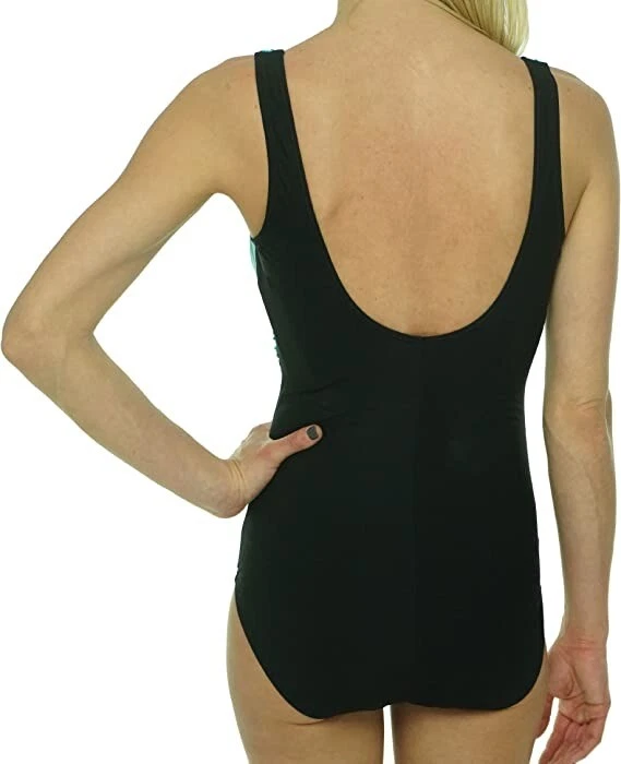 Tropical Honey AQUA/BLACK V 领连体泳衣,美国 8 码 — 第 2/4 张图片