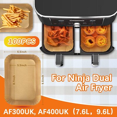 100pc Backpapier für Ninja SL400EU Double Stack 9.5L Heißluftfritteuse.Zubehör
