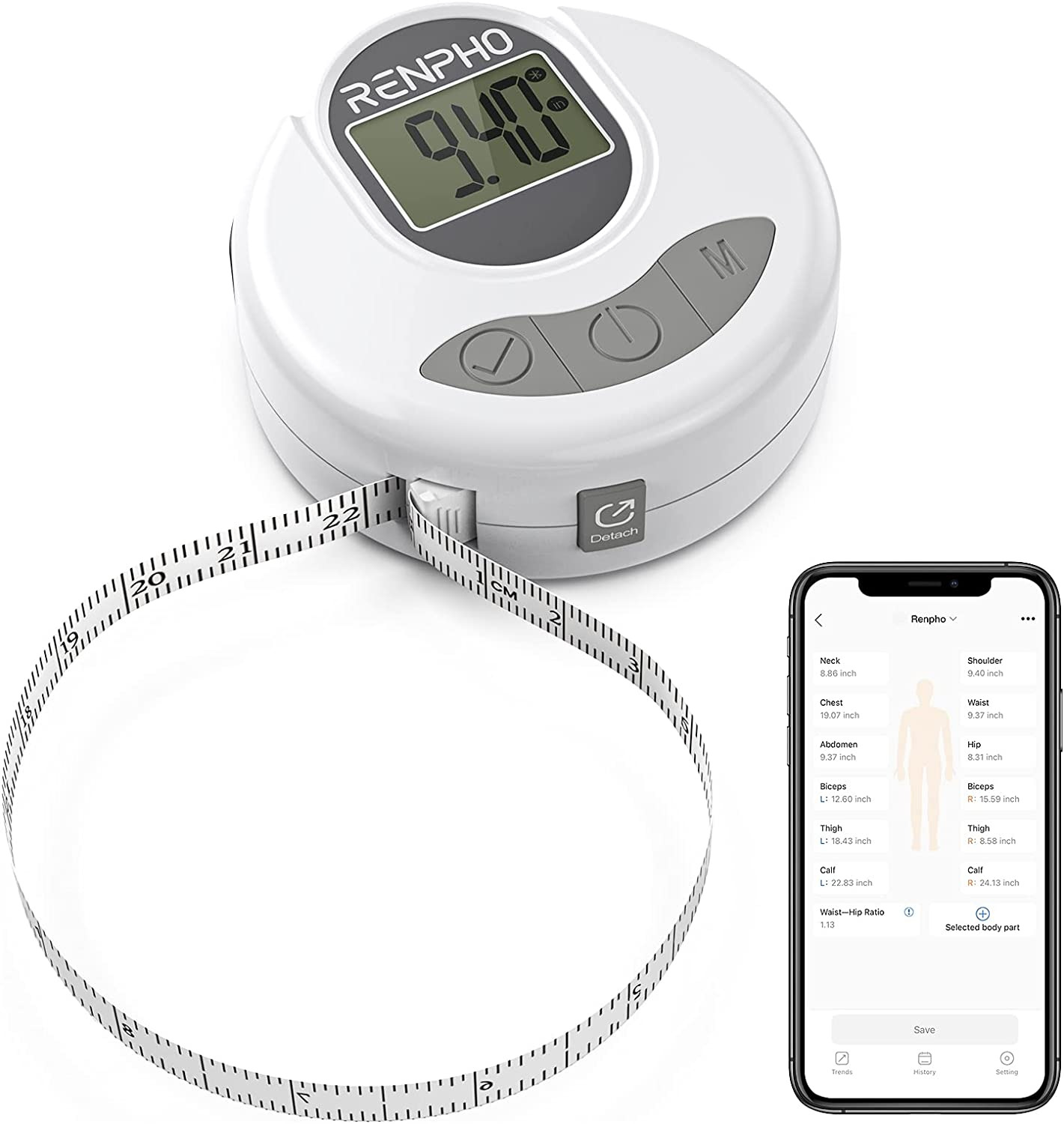 Tape Measure for Body, Smart Bluetooth Digital Body Measuring Tape for Weight Lo
