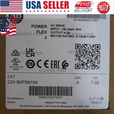 Allen-Bradley 22A-B4P5N104 Sealed PowerFlex 4 240V 3P 1HP AC Drive US Free Tax