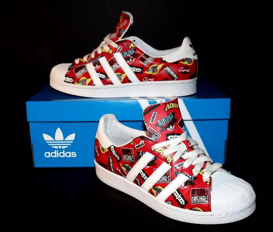 Adidas Originals x NIGO - Red Superstar NIGO Allover Print - Men's US Size 8