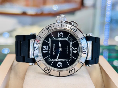 Cartier Pasha Seatimer 40mm 2790 Steel Black Dive Bezel Diver Watch - Picture 6 of 10