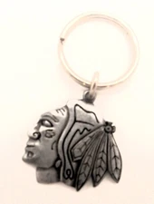 PrimeCo Pewter Chicago Blackhawks NHL Hockey Silver Metal Pewter Keychain