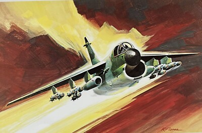 Vintage LTV Vought A-7D Corsair II Artist Rendering Print Photo 11x14 R. Flores